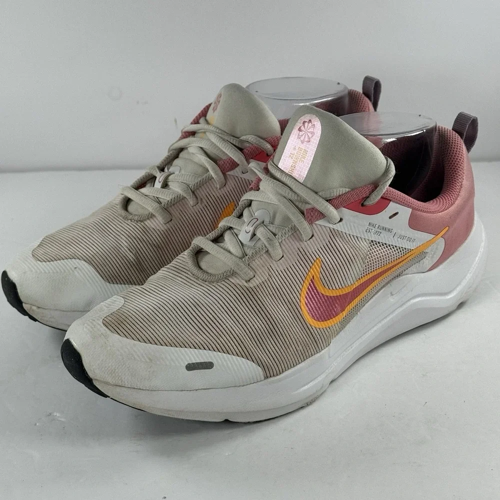 Nike Downshifter 12 Running Shoes White Coral Chalk Orange‎ GS Size 7 DM4194-100